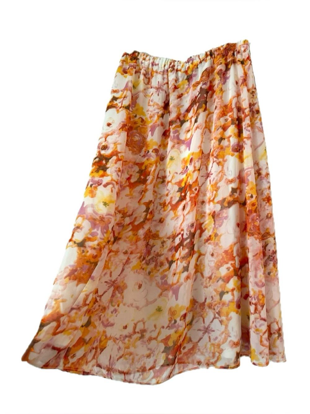 Badgley Mischka A-Line Midi Skirt in Floral Watercolor Print